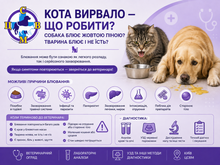 Кіт або собака блює